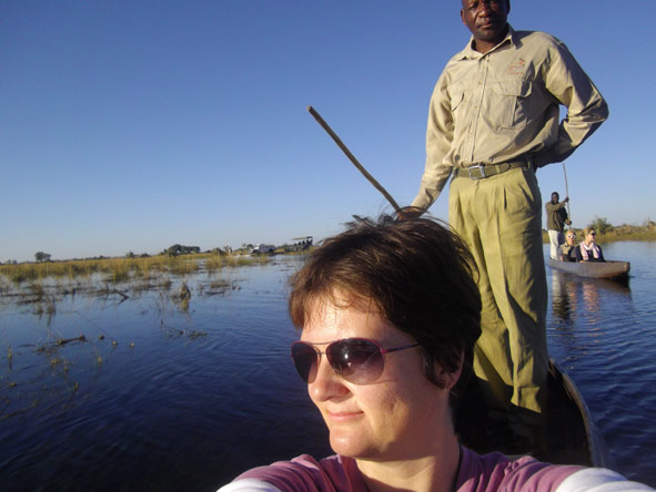 Madelein Norval - cruising the Okavango Delta in a mokoro